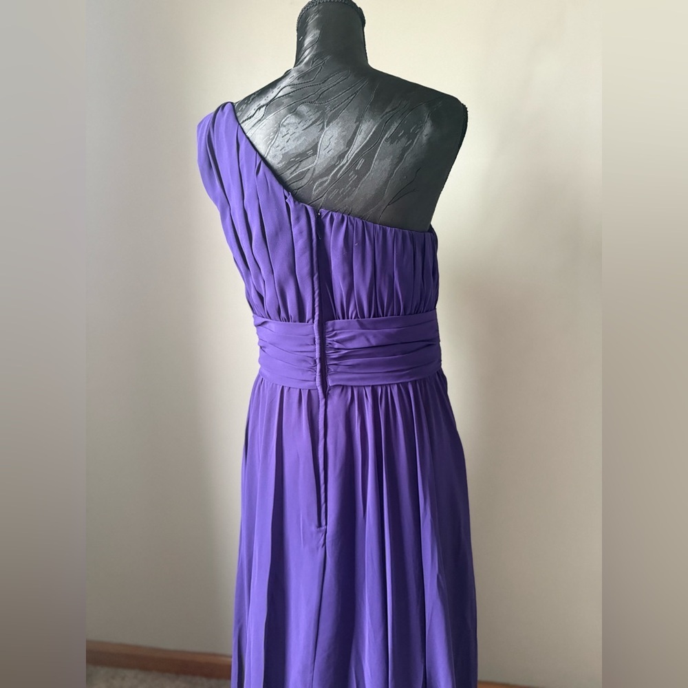 Mori Lee One-Shoulder Purple Formal Gown - Picture 4 of 7